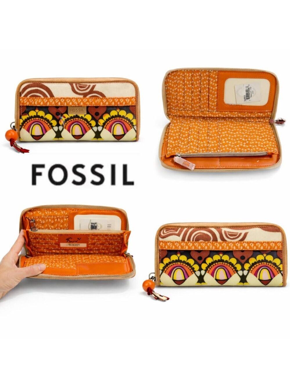 Fossil Key-Per zip-around continental clutch wallet with vibrant tribal-inspired